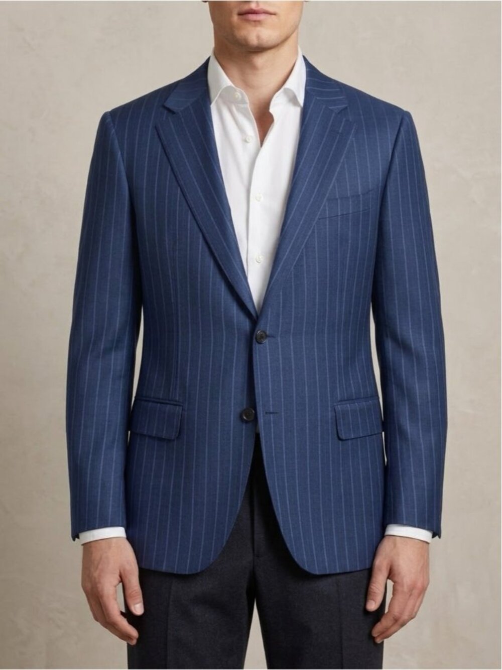 Canali Striped Wool Blazer Jacket Size IT 54 = US 44R Navy Blue Made in Italy